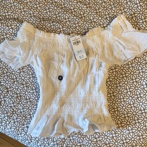 A&F - Off Shoulder, White Linen Top - XS, NWT